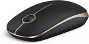 Vssoplor Wireless Mouse, 2.4G Slim Portable Computer Mouse Black and Gold