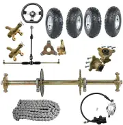 810mm Rear Axle Kit Front Steering Assembly 6" Wheels Brake Go kart Buggy Trike