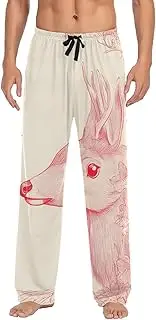 [PDZRMY] Pajama Pants Abstruct Deer Pattern for Men Men's Separate Bottoms, Lounge Pants with Pockets S
