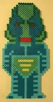 Creature From The Black Lagoon Horror Perler Bead Pixel Art Handmade 8.25"x4"