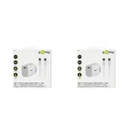 2PK Goobay Wall Charger Plug ANZ 20W USB-C PD w/ Type-C Charging Cable White