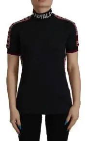 Dolce & Gabbana Elegant Black Turtle Neck Cotton Women's Tee Authentic