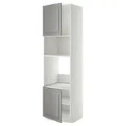METOD hi cb f oven/micro w 2 drs/shelves, white/Bodbyn grey, 60x60x220 cm