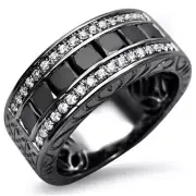 4.50Ct Princess Cut Lab Created Diamond Men's Wedding Band 14K Black Gold Plated