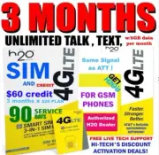 H2O SIM with ⭐ $20 X 3 MONTHS UNLIMITED T/T w/ 3gb data ✅ 2 MONTHS FREE !! ✅