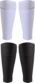 Binxind 2Pairs Soccer Shin Guard Socks Breathable Soccer Shin Guard Sleeves Shin Pads Holder for Kicking Running Cycling L