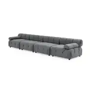 Foret 4 Seater Sofa Modular Arm Seat Tufted Velvet Lounge Couch Chaise Dark Grey