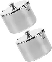 Zerodeko 2 Pcs Stainless Steel Seasoning Jar with Round Organizer for Kitchen Easy to Clean Condiment Containers Stylish Design for Neat and Orderly Kitchen
