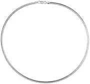 [Verona Jewelers] 925 Sterling Silver Flexible Italian Flat Omega Chain Necklace-2MM 3MM 4MM 6MM 8MM Cubetto Italy Wire Necklace Chain 16 18 20