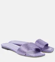[Jimmy Choo] Jimmy Choo Clovis embellished satin mules AU 7 purple