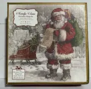 NIB Pottery Barn Christmas Nostalgic Santa Christmas Village Appetizer 4 plates
