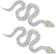 VILLFUL 2pcs Rhinestone Snake Shaped Appliques for DIY Fashion Heat Transfer Glitter Patches with Strong Adhesive for Stylish Clothing and Accessories Unique Decorative Rhinestone Decals