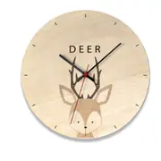 Deer Pattern Home Office Bedroom Decoration Wooden Mute Wall Clock, Size : 28cm