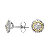 18k Gold And Sterling Silver Diamond 0.16ctw Stud Earrings