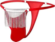 [KEOYA] Mens Metal Tassels Thongs Sexy Shiny Strap G-Strings Low Waist Thong Panties