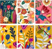 FQOVKYN 6 Pack Paint by Numbers for Adults- DIY Acrylic Painting Paint by Numbers Kits on Canvas Without Frame, Simple Flower Oil Painting for Home Wall Decor 9.8X13.8inch