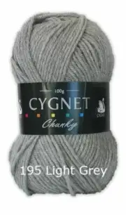 Cygnet Chunky 195 Light Grey 100g Wool Yarn