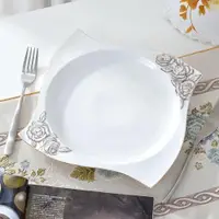 在飛比找ETMall東森購物網優惠-歐式盤 描金玫瑰陶瓷盤 平盤 美食餐飲陶瓷盤 拼盤 冷盤 歐