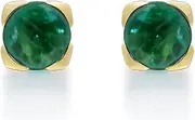 [Gin & Grace] 10K Yellow Gold With Emerald And Natural Diamond (I1) Leverback Earring For Women.