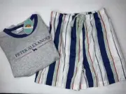 NWT PETER ALEXANDER BOYS LIGHT GREY & STRIPE PYJAMA SET SIZE 8
