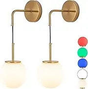 Battery Operated Wall Sconce Set of 2, Wireless Glass Sconces Wall Lighting,Carry Remote Control Dimmable Battery Powered LED Wall Lamp ，Suitable for Restaurants, bedrooms, and Living Rooms