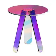 VEVOR Round Iridescent Side Table, Acrylic End Table, Clear Rainbow Acrylic C...
