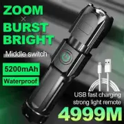LED Hunting Torch USB Rechargeable Flashlight Torch Tactical Camp Zoomable Lamp