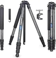 Carbon Fiber Tripod INNOREL P254C 62.5" Compact Lightweight Travel Tripod & Monopod for Digital DSLR Camera Stand Support with Special-Shaped Center Column 0.98in/25mm Tube Max Load 26.5lbs/12kg