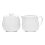 3pc Ecology Canvas Sugar & Creamer Set Tableware Jug Container Pot w/ Lid White