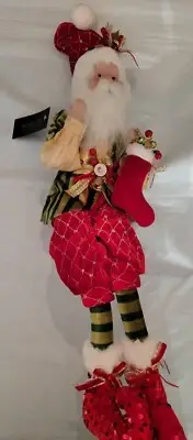 Christmas Santa Elf Shelf Sitter Posable Doll Mantel Decor Holiday Rachel Zoe 2'