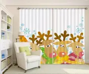 3D Cartoon Antelope O008 Christmas Photo Curtain Printing Fabric Window An