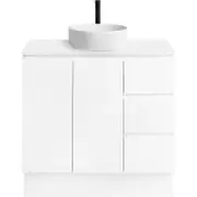 CIBO 900mm Nordic White Full Height Bathroom Vanity with White Countertop Basin - White