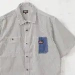 【DICKIES】日本限定 2278-1000 T/C WORK SHIRT 口袋拼色 短袖襯衫 (象牙白線條)化學原宿