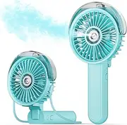 SWEETFULL Portable Misting Fan - 180° Foldable Handheld Personal Fan with Mist Spray, 3 Speeds, 30ml Water Tank, USB Rechargeable - Ideal for Travel, Outdoors, Makeup, Camping, Home, and Office Use