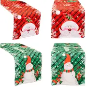 35x180cm Christmas Plaid Table Runner Cloth Santa Snowman Xmas Desk Cover Decor