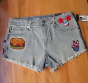 Mossimo Target Women's Jean Shorts Distressed Denim High Rise Patches Sz S M L