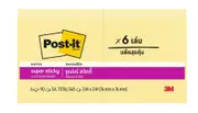 Pack of 6 Post-it Super Sticky Notes 76 x 76mm 90 Sheets (Total 540)