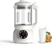 Soymilk Maker, 1000ML Juicer Soy Milk Machine, 600W Heating Power Ten-Leaf Blade Smart Reservation Self Clean KeepWarm Boil Water for Homemade Plant-Based Milk, Oat, Soy, Yogurt White
