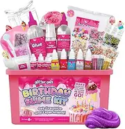 Glitter Galz, 42-Piece Birthday Slime Kit for Kids 6+ - Create Your Own Birthday Slime Cake, Great Birthday Gift - Includes Sprinkles, Containers, Scents, Glitters, Powders & Slimes for Kids