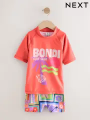 Purple Tropical Sunsafe Rash Vest And Shorts Set (3-16yrs) (AB7011) | $35 - $46