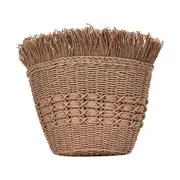 Beach Straw Bags Women Straw Woven Summer Holiday Bucket Tassel Crossbody Shoulder Handbags Pouch