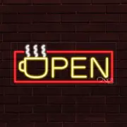 NEW "OPEN" w/LOGO BORDER 30x12x1 INCH LED FLEX WINDOW/WALL INDOOR SIGN 30484