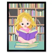 Nursery Girl Reading Library Books Learn Idea Smart Kids Bedroom Framed Print