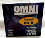 Omni CD-R Discs ~ Gold Series Multi-Speed ~ 74 MIn/650 MB ~ Discs Factory Sealed