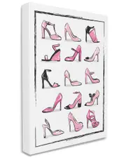 Stupell Industries Pink Heels Lined Up Women's Glam Shoes Stretched Canvas Wall Art by Martina