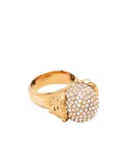 Versace Medusa Head Embellished Ring 11 Yellow