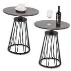 Round End Table Set of 2, Small Side Table for Living Room, Bedroom, Grey