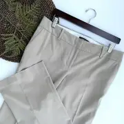 Ann Taylor Womens Pants Trousers Beige Wide Leg Career Pockets Flat Front 10