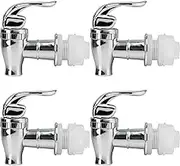 4 Pcs Drink Dispenser Spigot Replacement, Plastic Water Jug Spigot for Beverage Dispenser, Outdoor Faucet Tape Set (Push Style, Silver)