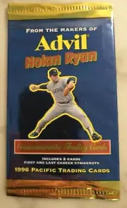 Nolan Ryan 1996 Pacific Crown Advil Unopened Commemorative Pack 2 baseball cards